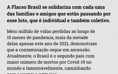 Flacso Brasil lamenta a morte de meio milhão de brasileiros por Covid-19 